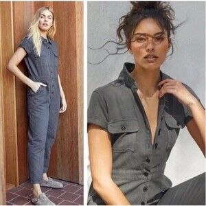 OUTERKNOWN S.E.A. Suit Modified Cap Sleeve Utility Romper Jumpsuit M Storm $168